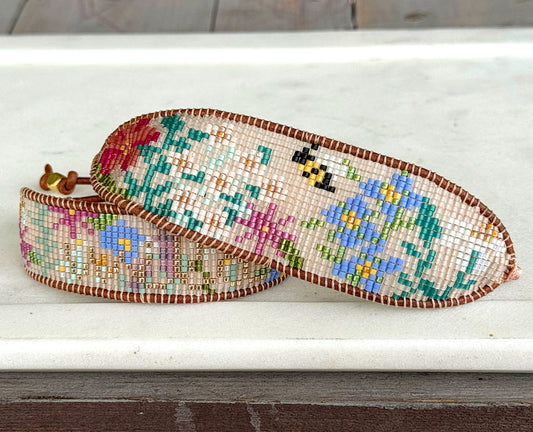 Flower Garden Bead Loom Woven Bracelet