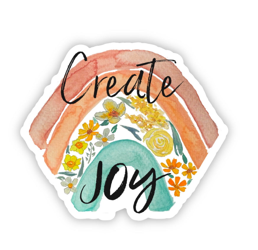 Create Joy Rainbow Hexagon Sticker