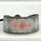 Blush, Sage, Gray, and Rose gold western expanded Diamond Bead Loom Woven Bracelet