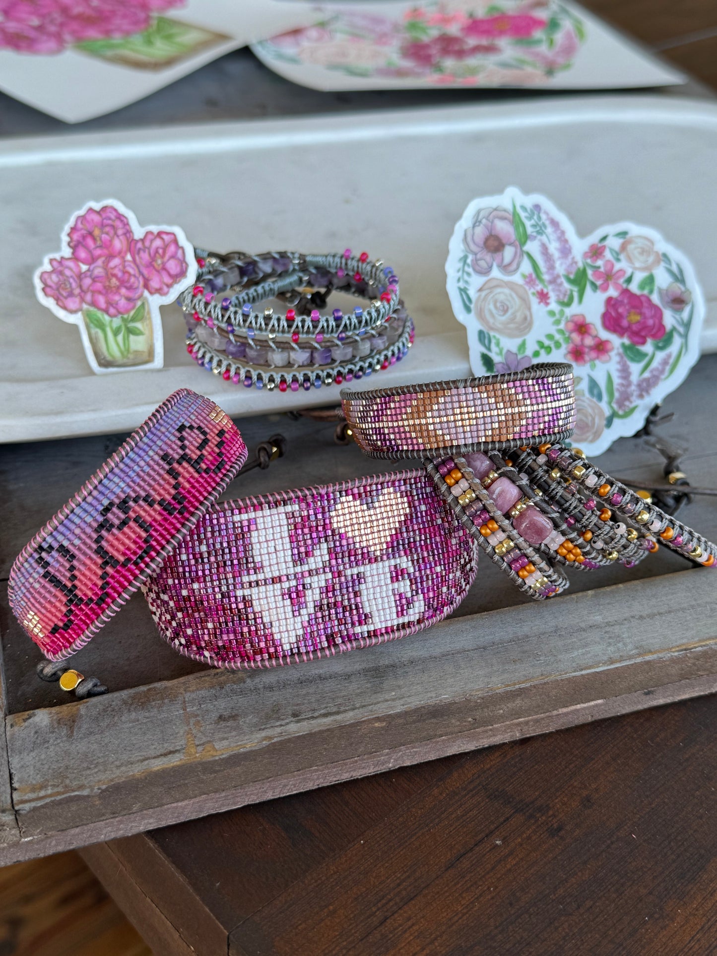 Watercolor Flower Heart floral Vinyl waterproof sticker
