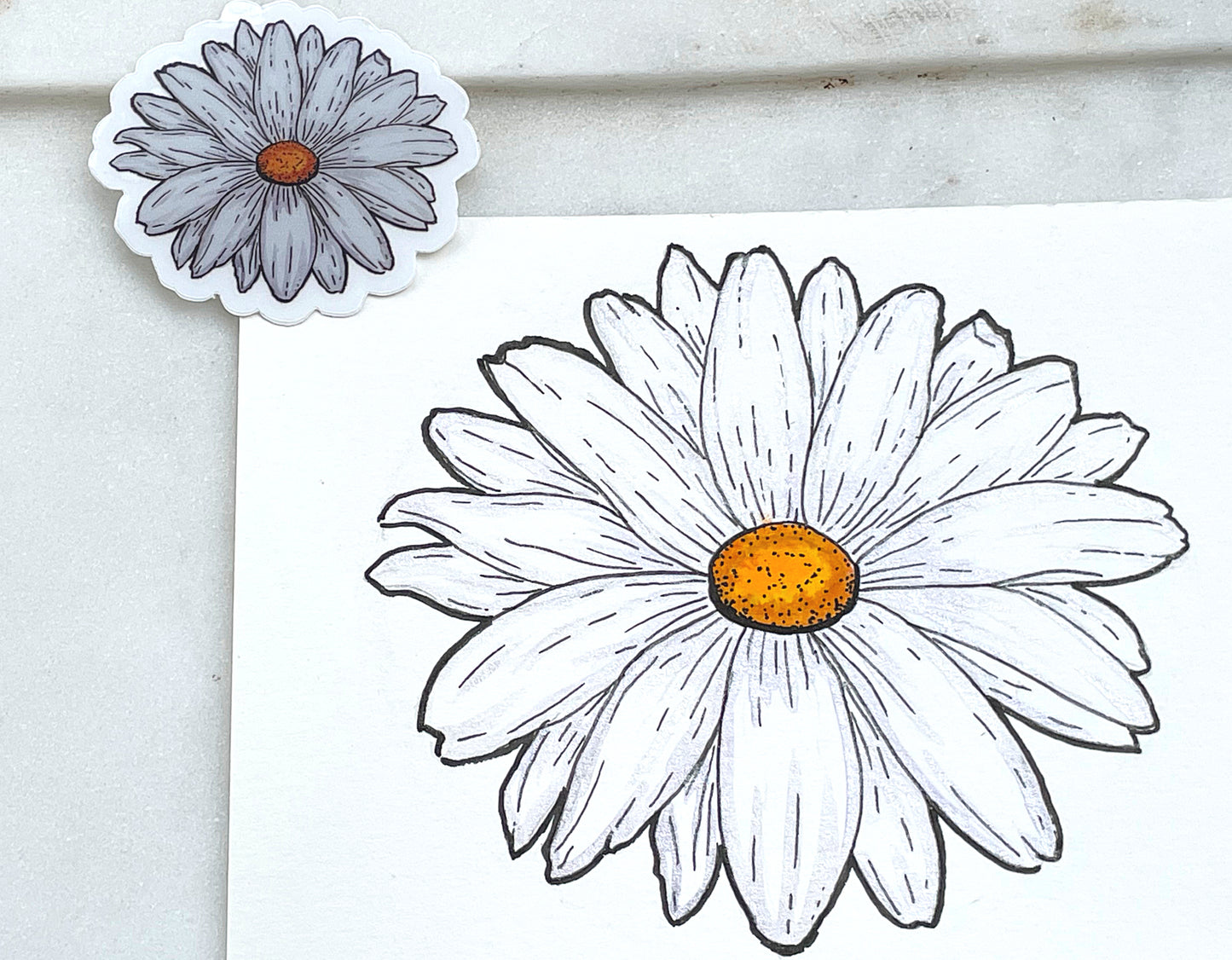 Floral white Daisy Watercolor Waterproof Vinyl decal sticker, bumper sticker, sticker for water bottle white mini Daisy sticker