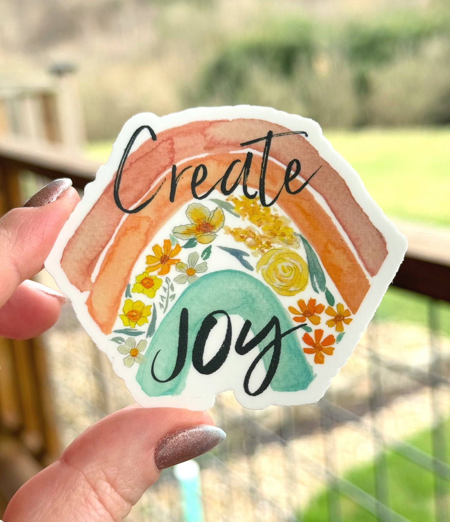 Create Joy Rainbow Hexagon Sticker