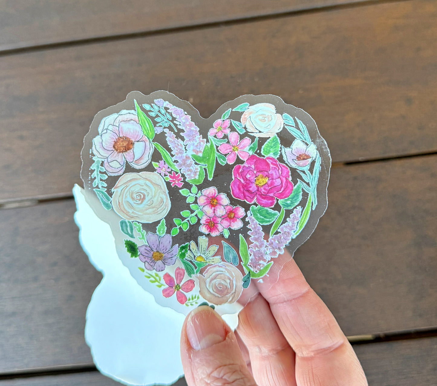 Watercolor Flower Heart floral Vinyl waterproof sticker