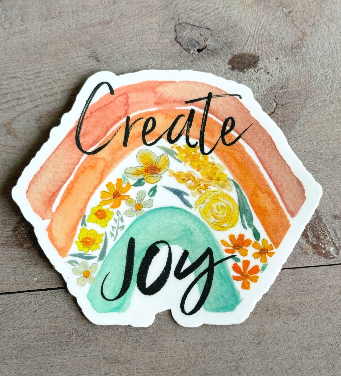 Create Joy Rainbow Hexagon Sticker