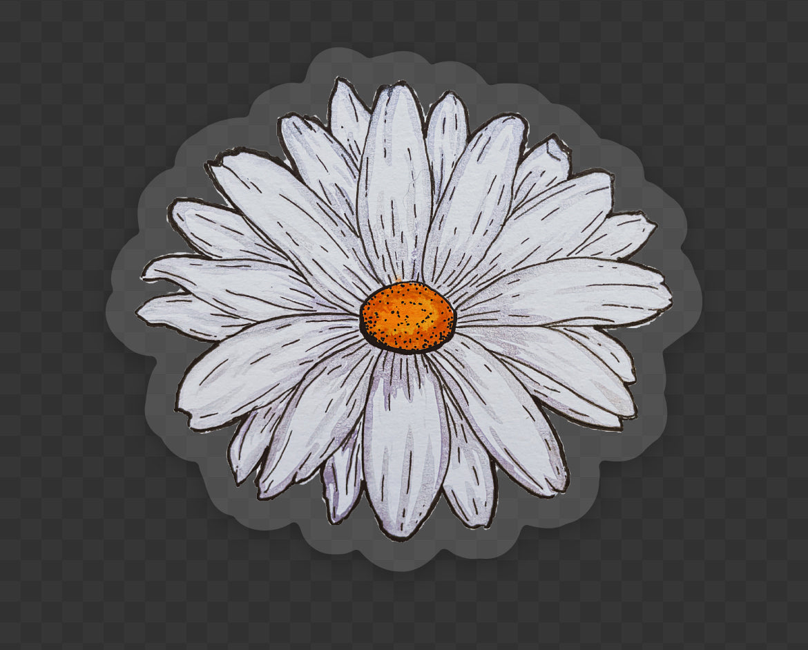 Floral white Daisy Watercolor Waterproof Vinyl decal sticker, bumper sticker, sticker for water bottle white mini Daisy sticker