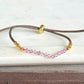 Pink Amethyst and slide adjustable chain or leather stack bracelet