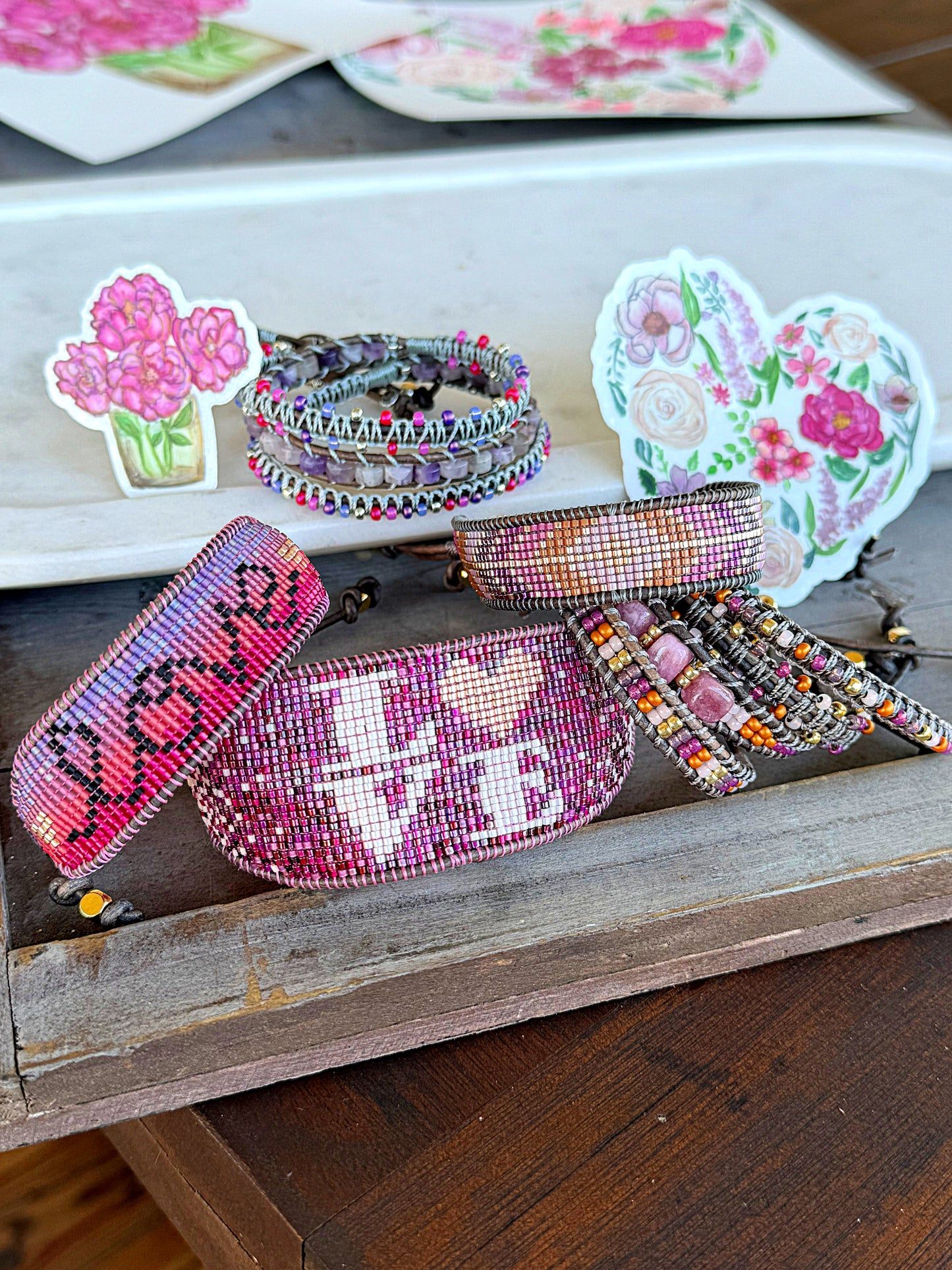Watercolor Flower Heart floral Vinyl waterproof sticker