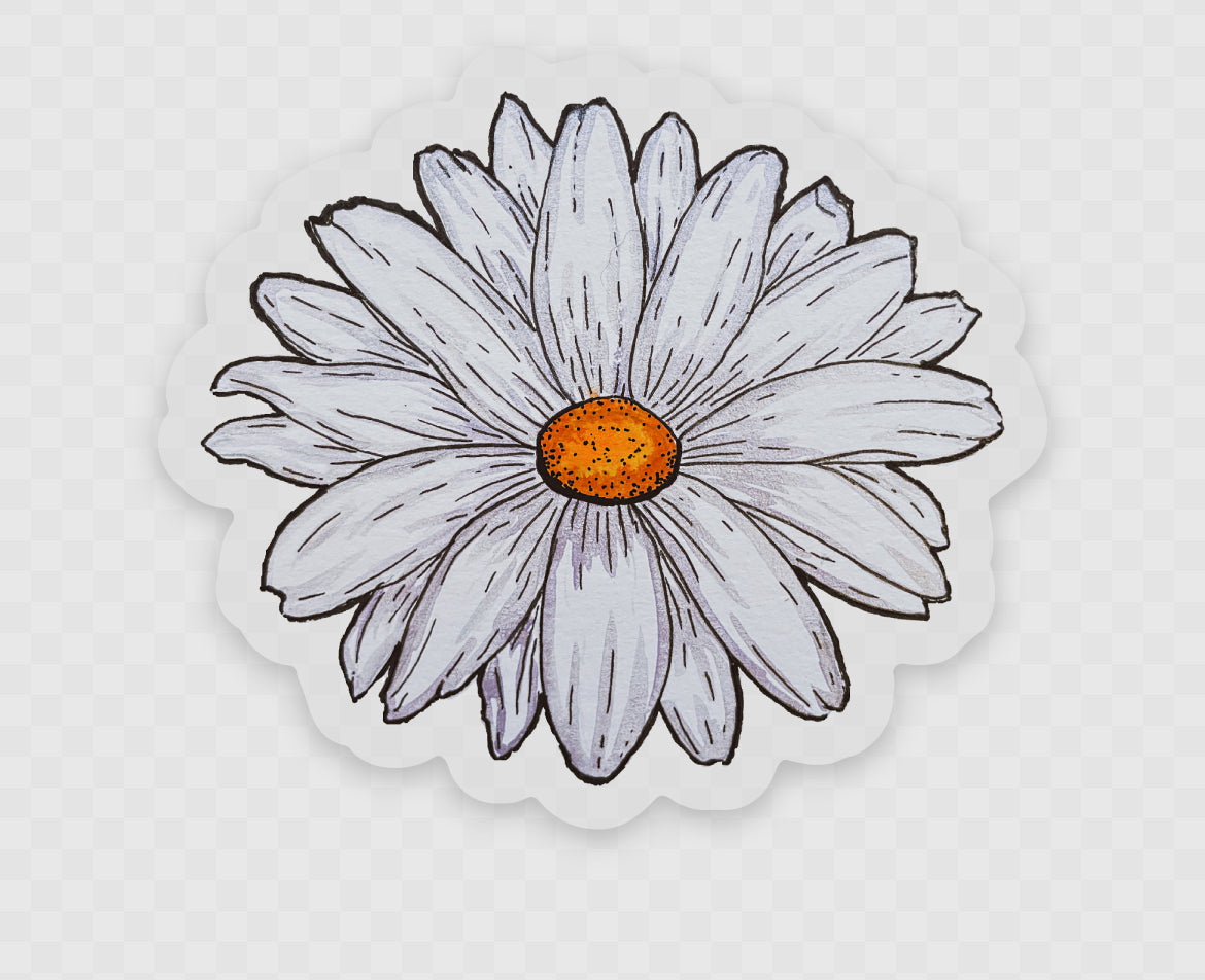 Floral white Daisy Watercolor Waterproof Vinyl decal sticker, bumper sticker, sticker for water bottle white mini Daisy sticker