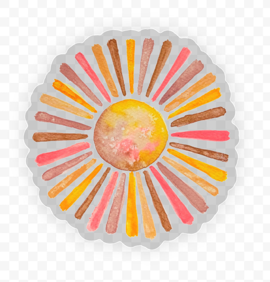 Boho sunshine Watercolor Waterproof Vinyl decal sticker, bumper sticker, sticker for water bottle white mini Daisy sticker