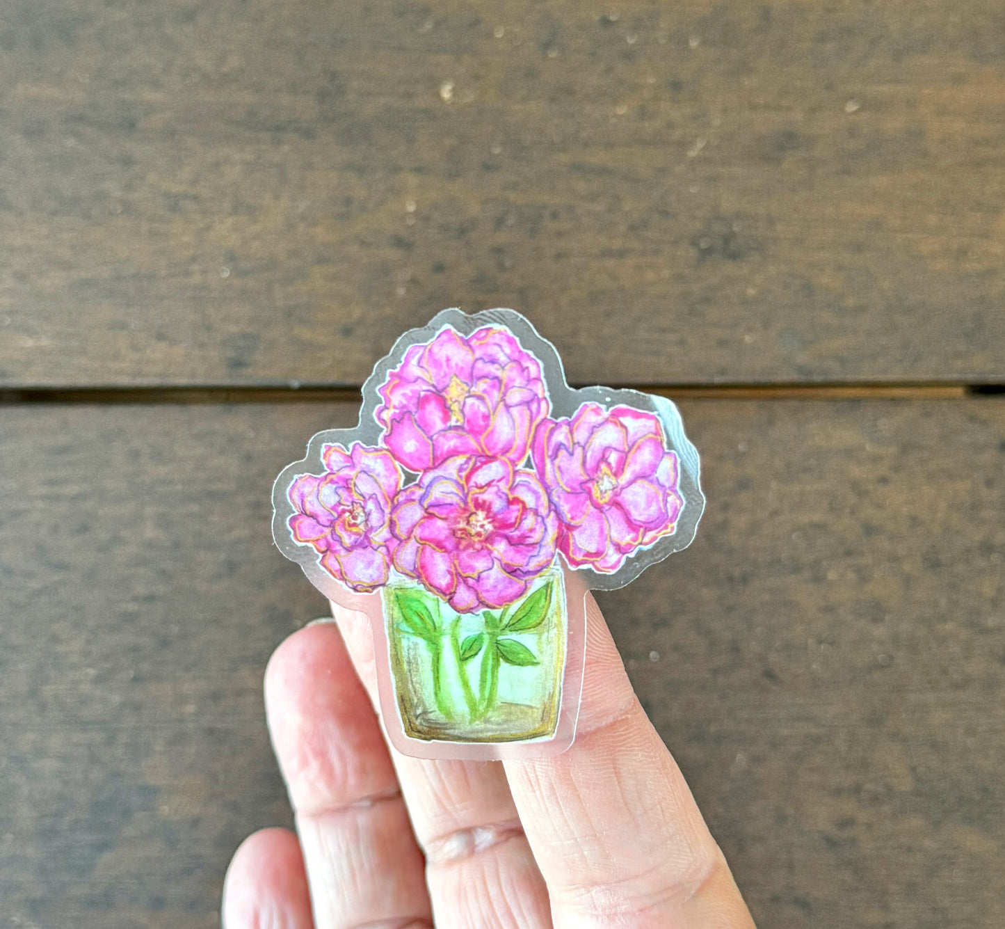 Pink Peony Floral Watercolor Waterproof Vinyl decal sticker, bumper sticker, sticker for water bottle white mini Daisy sticker