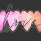 Love ombre pink and orange heart watercolor clear vinyl waterproof sticker