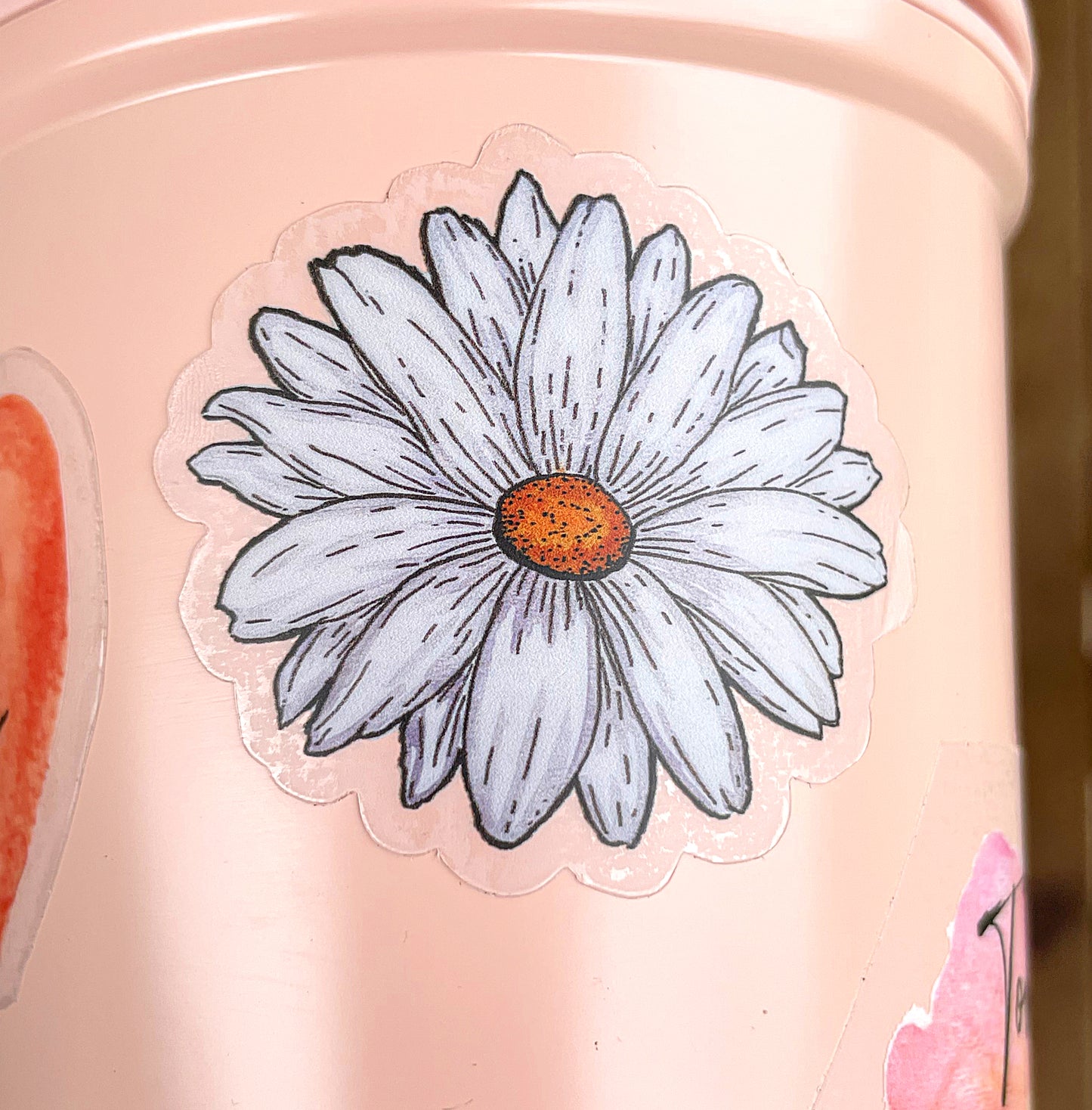 Floral white Daisy Watercolor Waterproof Vinyl decal sticker, bumper sticker, sticker for water bottle white mini Daisy sticker