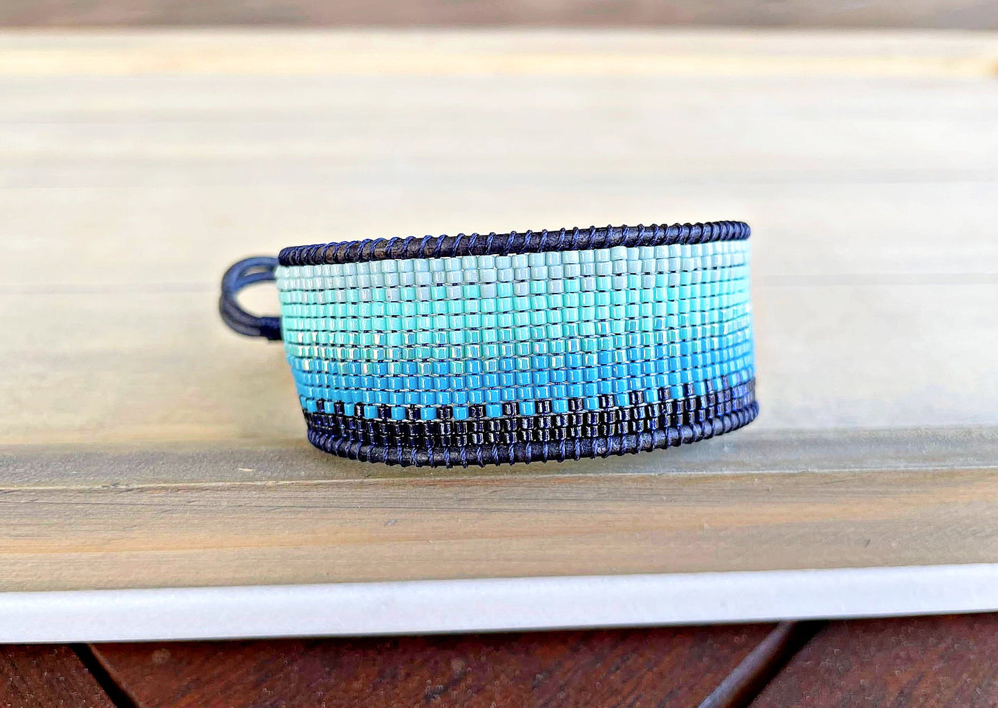 Bright Rainbow Ombre Bead Loom Woven Bracelet