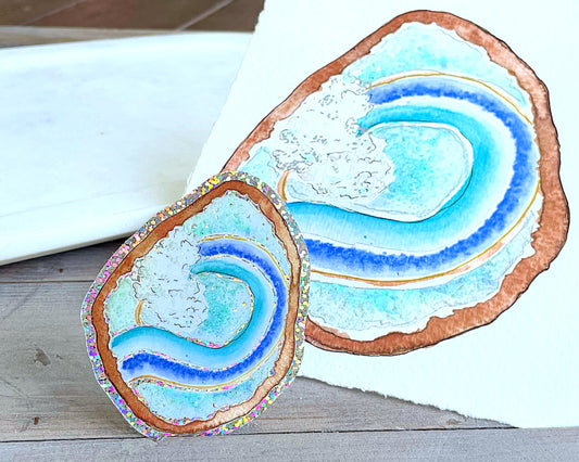 Glitter Geode Wave watercolor glitter vinyl waterproof sticker