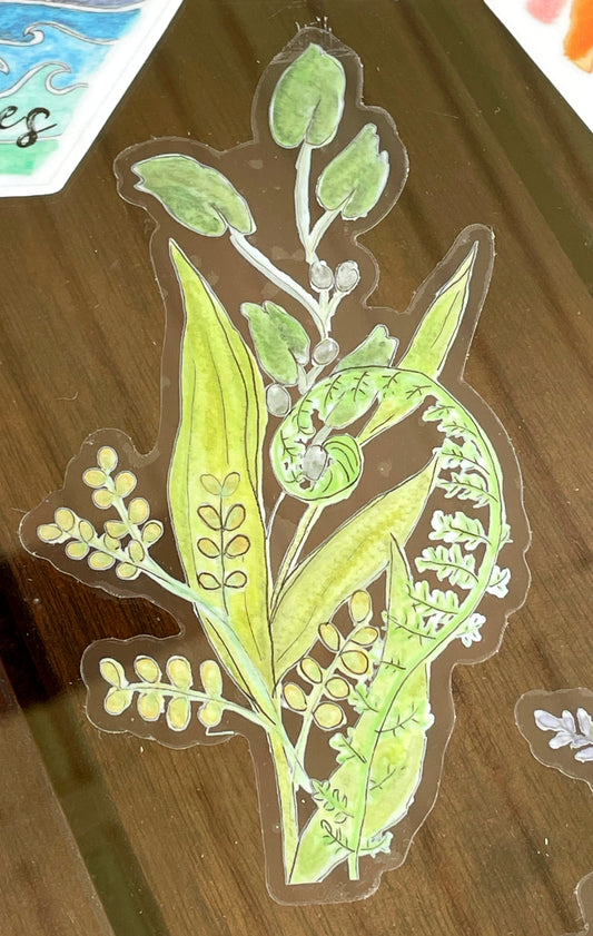 Greenery and Fiddlehead fern Vinyl waterproof sticker