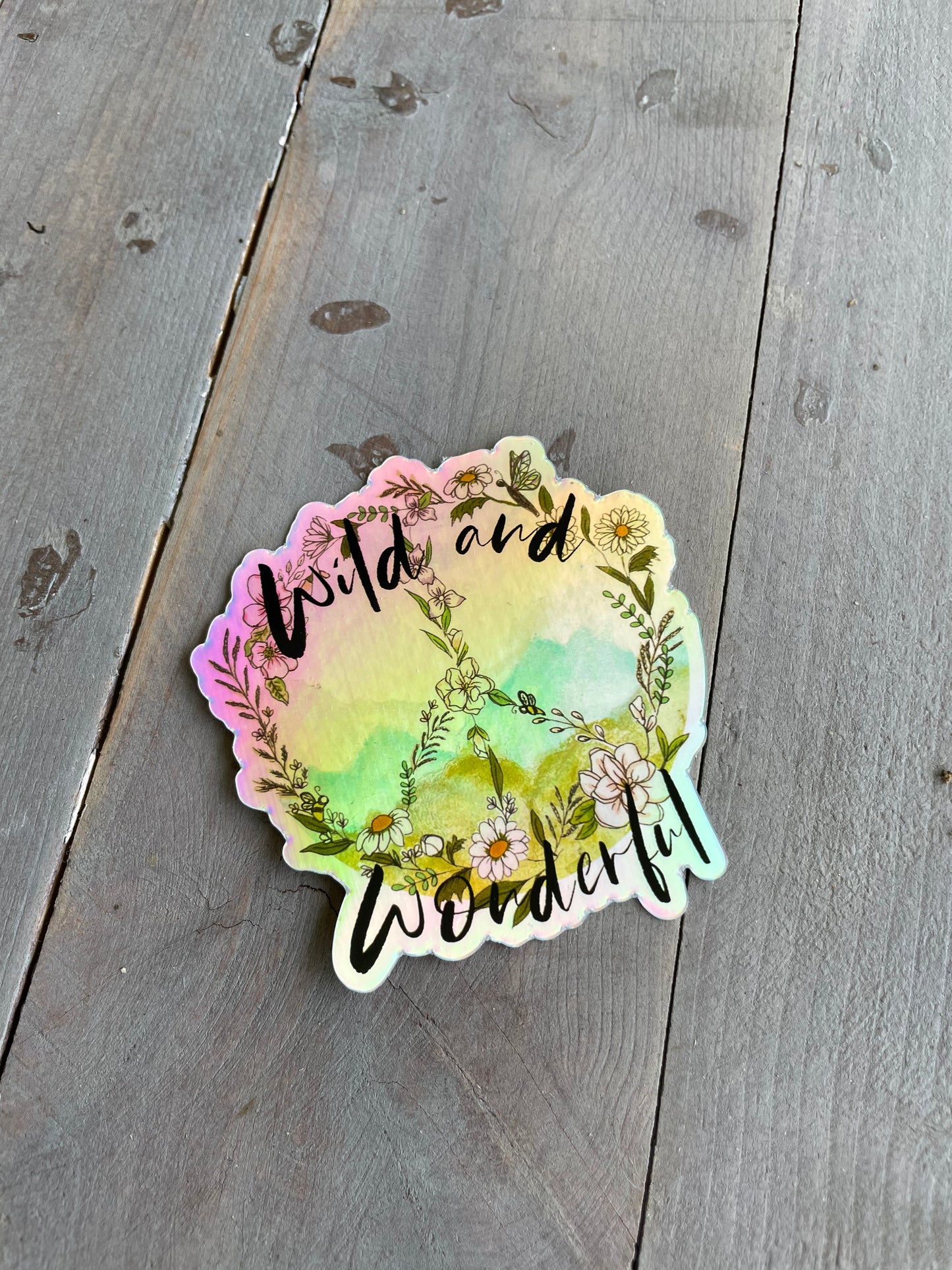 Wild and Wonderful West Virginia wildflower peace sign Waterproof Vinyl Decal