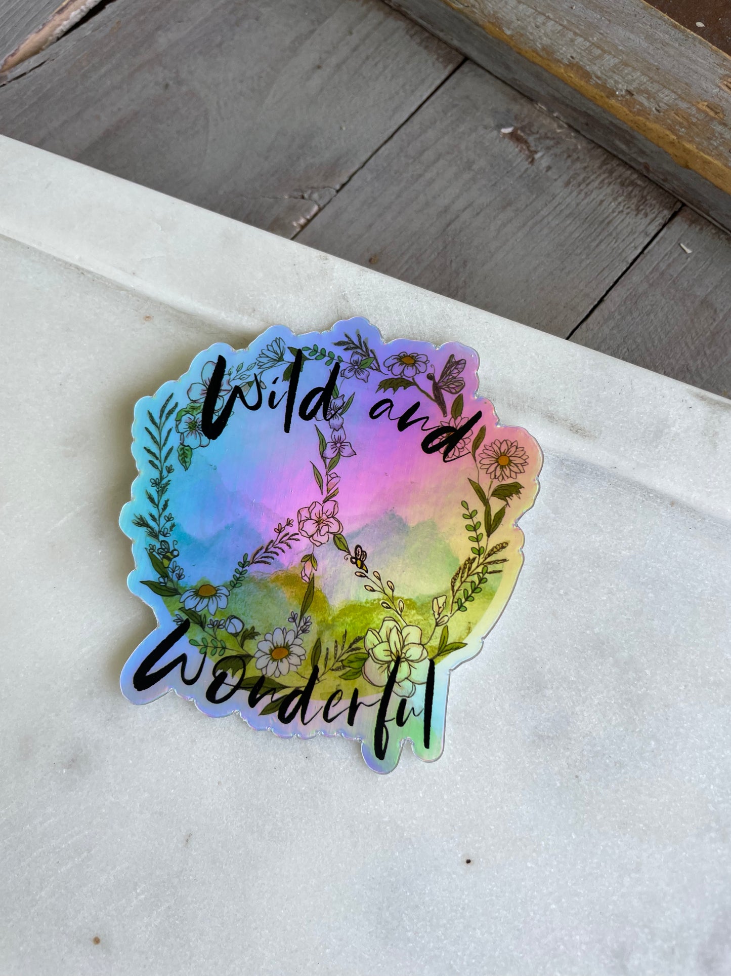 Wild and Wonderful West Virginia wildflower peace sign Waterproof Vinyl Decal
