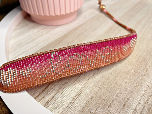 Pink and Orange Love Loom Bracelet