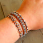 Copper Navy Blush Gray Agate and Beaded Macrame 3x wrap bracelet