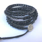 Bohemian Boho Onyx Macrame bracelet 5x wrap, leather wrap bracelet