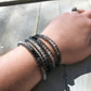 Ombre Black and White Gemstone 4x Wrap Bracelet, Onyx, Jade, Agate beaded bracelet