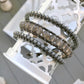 Gray Agate Macrame 3x Beaded Leather Wrap Bracelet