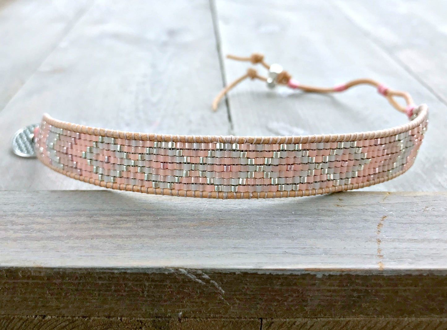 Silver to Rose Gold Faded Diamond Bead Loom Bracelet