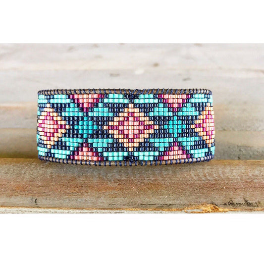 Ocean Sunset Tribal Loom Cuff Bracelet
