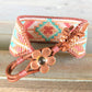 Turqouoise and Coral Loom Woven Southwestern Tribal Beaded Bracelet