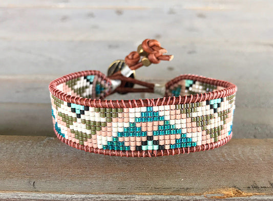 Southwest Geometric Bead Loom Woven Bracelet