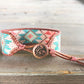 Turquoise and Coral Tribal Pattern Bead Loom Bracelet