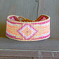Magenta Pink and Gold Bead Loom Cuff Bracelet, custom handmade gift for her