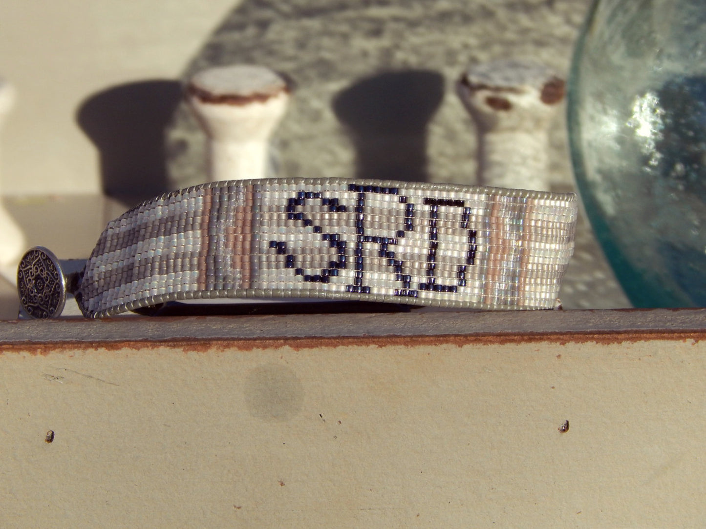 Custom Monogram Beaded Loom Woven Cuff Bracelet
