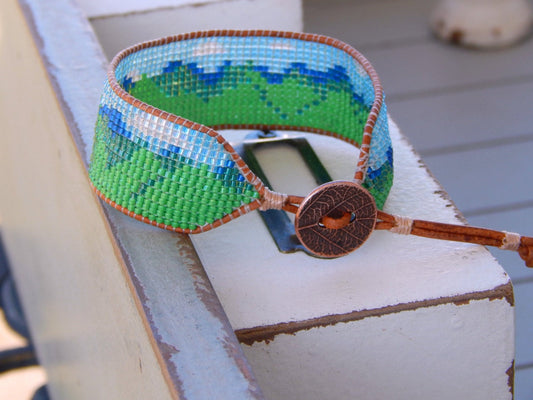 Mountain Bead Loom Friendship cuff bracelet, Beaded Bracelet