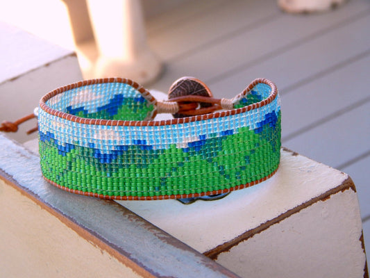Mountain Bead Loom Friendship cuff bracelet, Beaded Bracelet