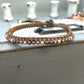 Coral Peach and Brown Top Beaded Macrame Woven Leather Stack bracelet