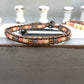 Coral Peach and Brown Ladder Woven Leather Stack bracelet