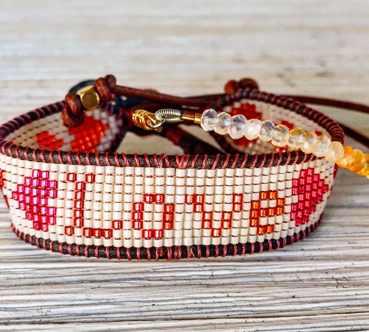 LOVE Hearts Bead Loom Woven Bracelet