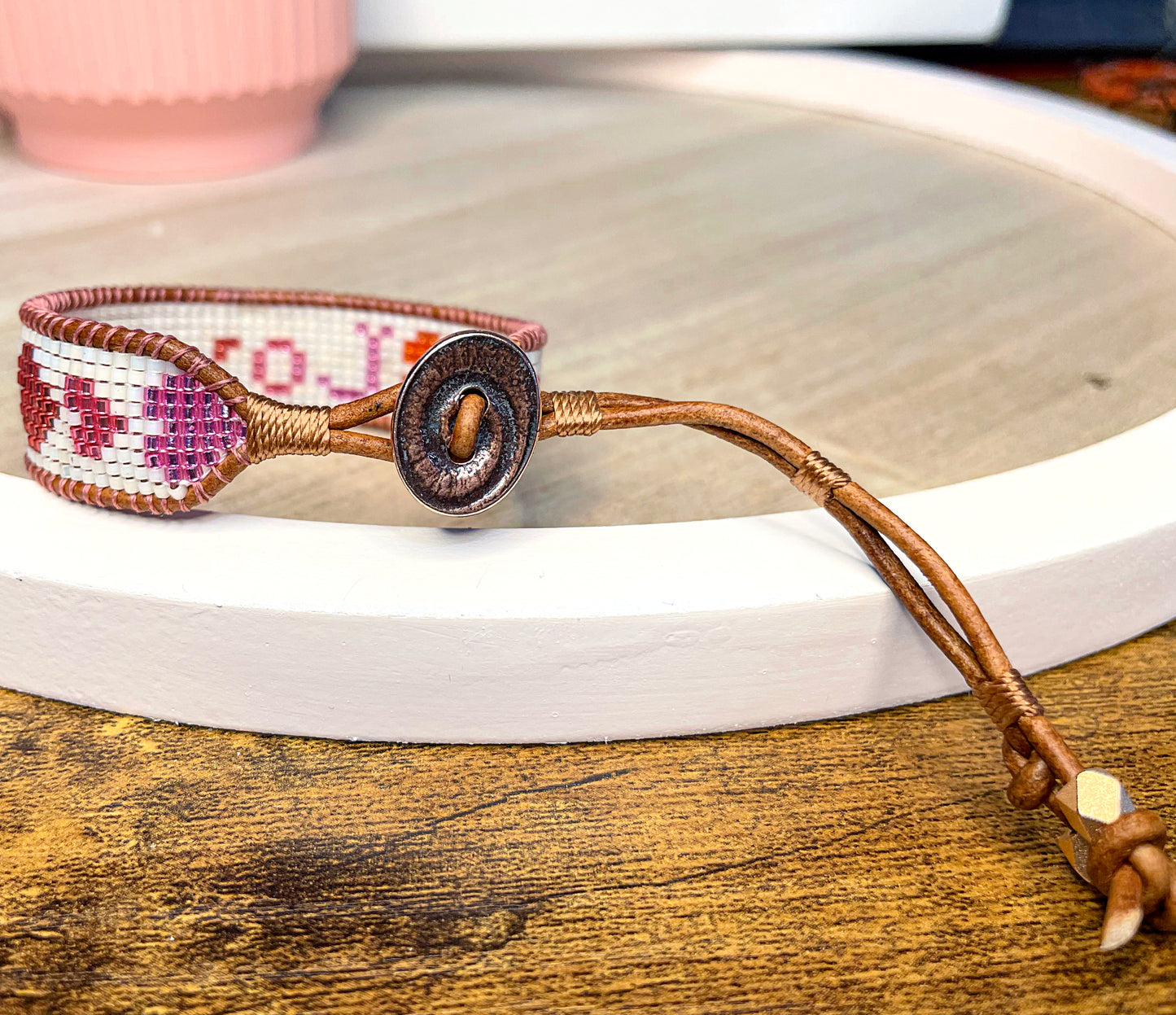 LOVE Hearts Bead Loom Woven Bracelet