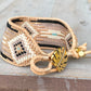 Gold, Tan, and Black Bead Loom Woven Bracelet