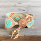 Aqua and Seafoam Beach Tribal Loom Leather Cuff Bracelet