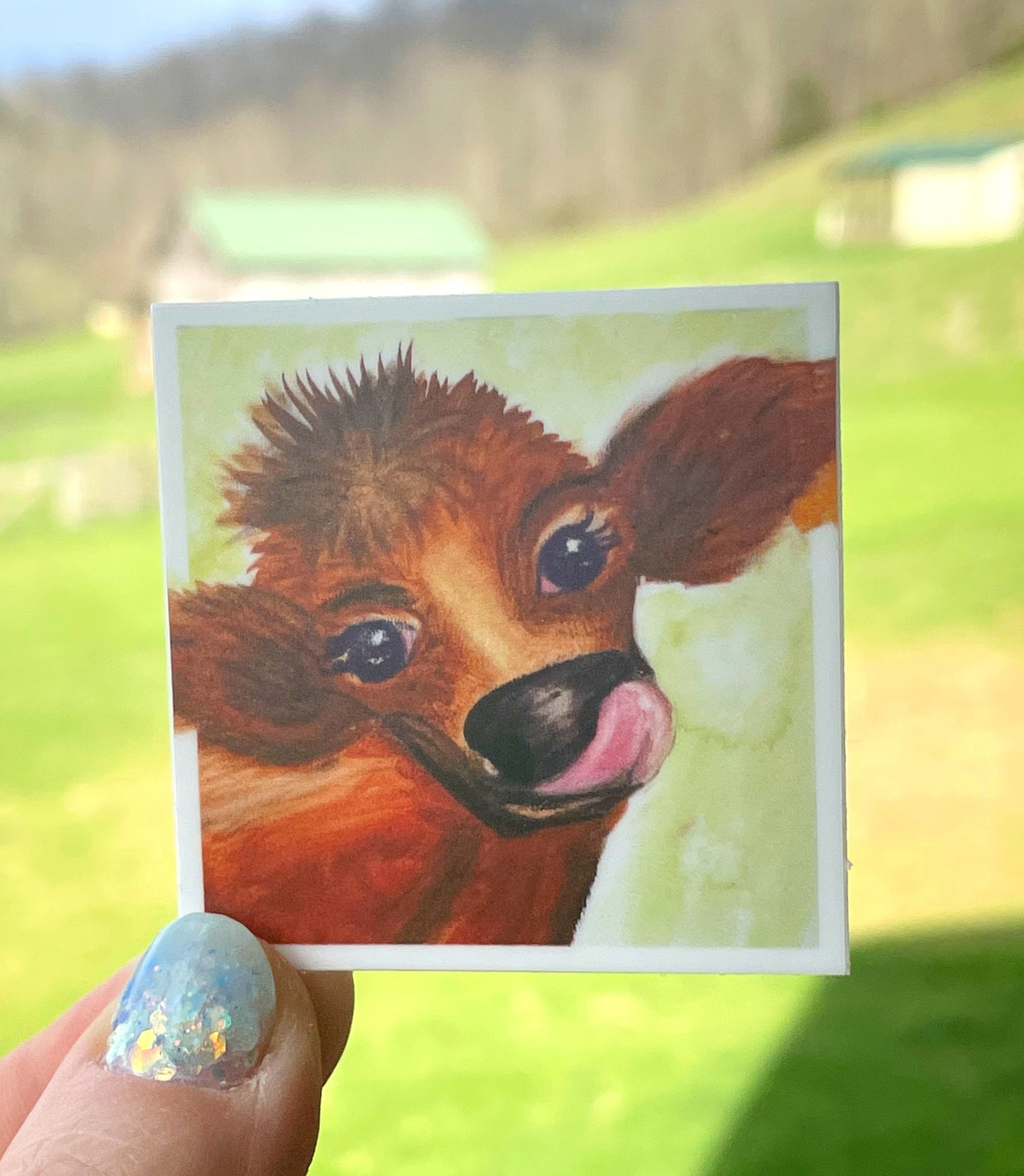 Calf Watercolor artwork Sticker