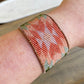 Coral,Green and Turquoise Western Cuff Starburst Beaded Loom Bracelet