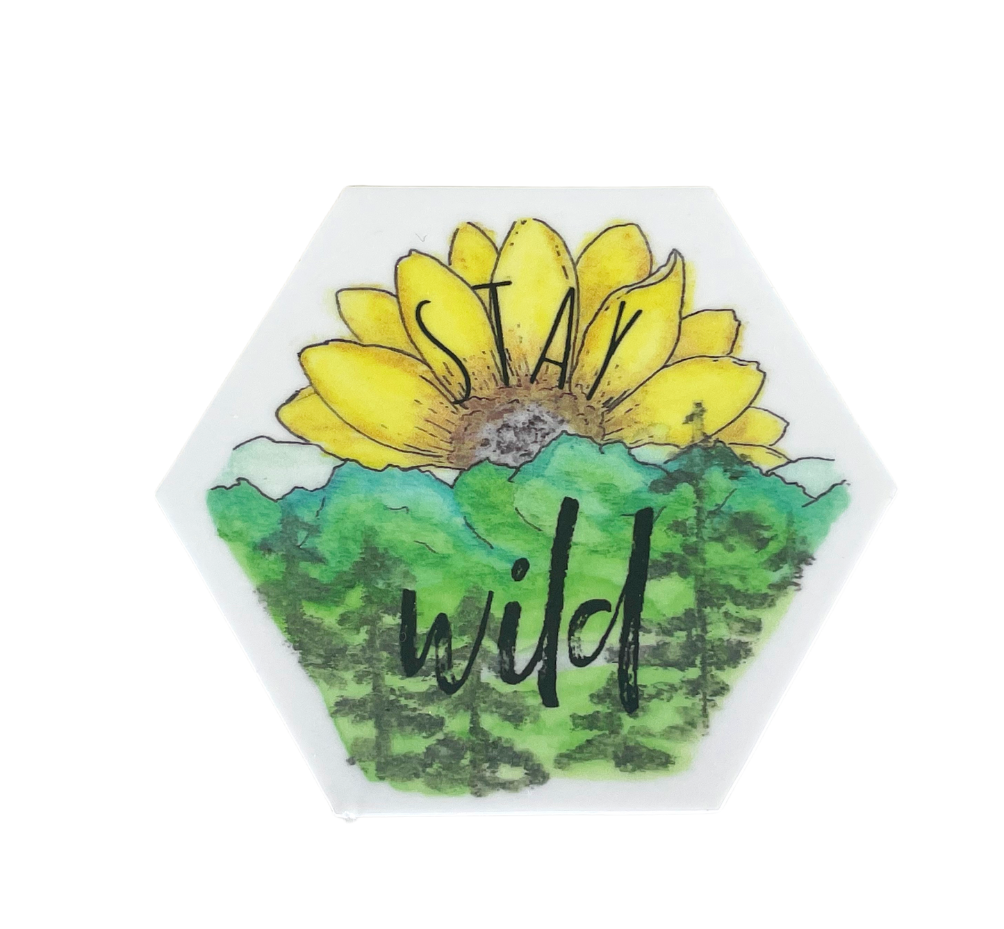 Stay Wild mountain Sunflower Sticker
