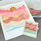 Colorful Painted Mountains Polaroid style Watercolor Landscape waterproof vinyl decal