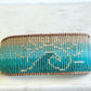 Beachy Wave and Sun Blue Faded Bead Loom Woven Slide Adjustable Bracelet