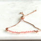 Rhodonite and leather slide adjustable chain or leather stack bracelet