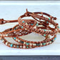 Earthy Tan Turquoise and Silver Western Geometric Loom and Macrame Bracelet stack set