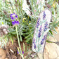 Lavender Floral Bead Loom Woven Bracelet with Leather Trim