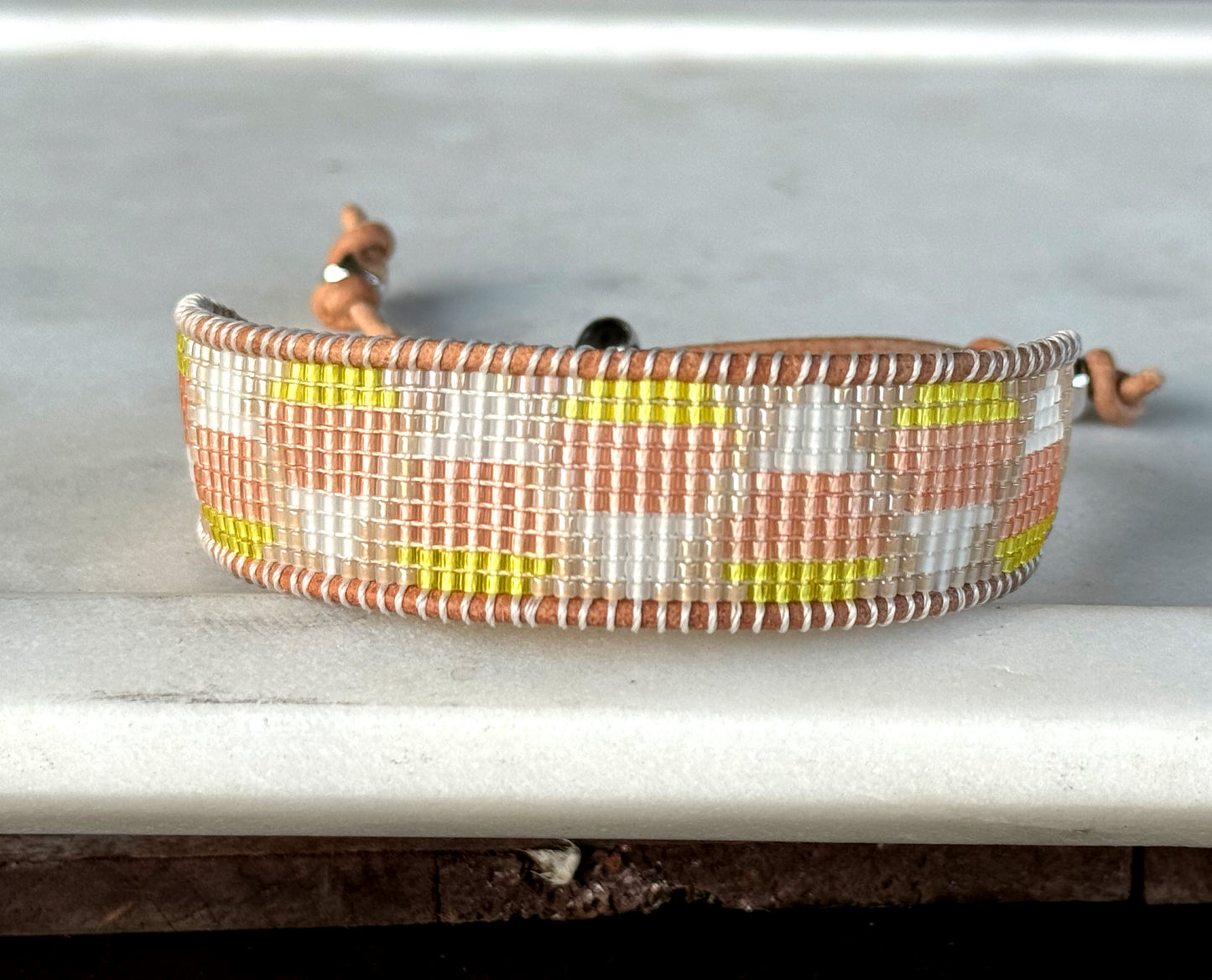 Faded Candy Corn Bead Loom Cuff bracelet, Halloween seed bead bracelet